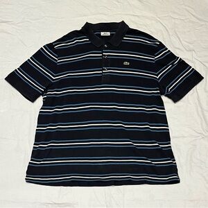 Lacoste 8 Dark Blue Striped Polo Shirt
